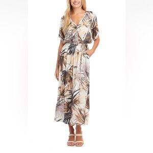 Karen Kane Tropical Leaf Print Maxi Dress